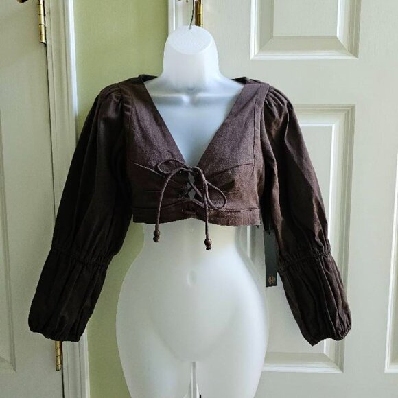 NWT House of Harlow 1960 x Revolve Dark Brown Rogue Top Size Small - Picture 5 of 14